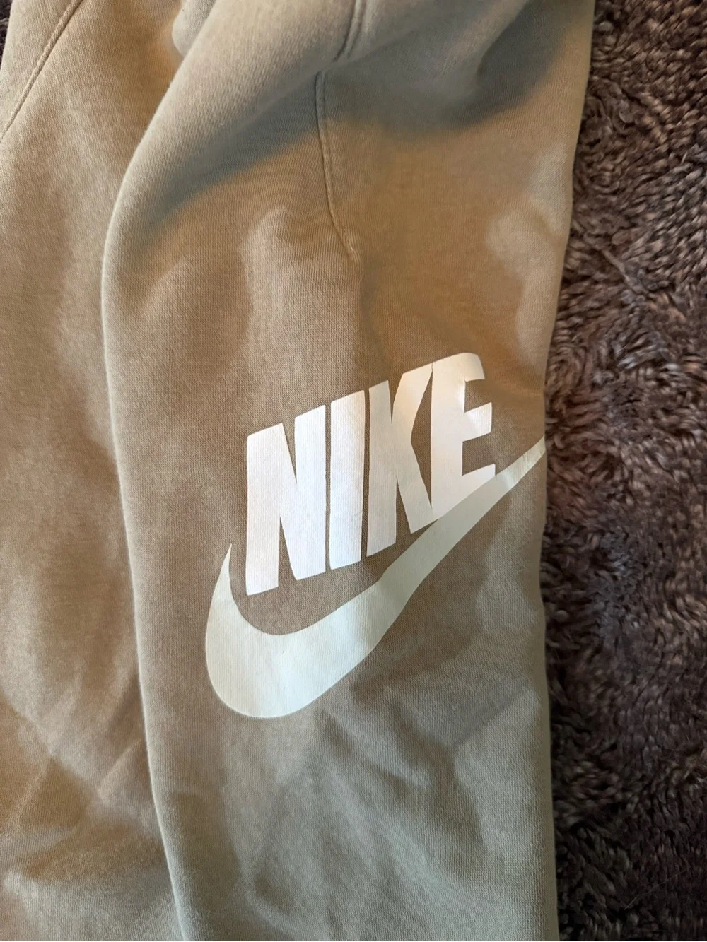 Nike Kids Tan Joggers with White Swoosh
